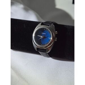 Fossil Blue Dial 31 mm Stainless Watch AM-3551 100m  with Black Leather Strap